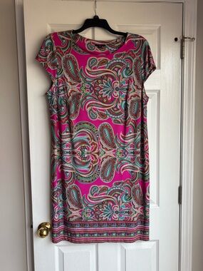 R&K Hot Pink Paisley Shift Dress